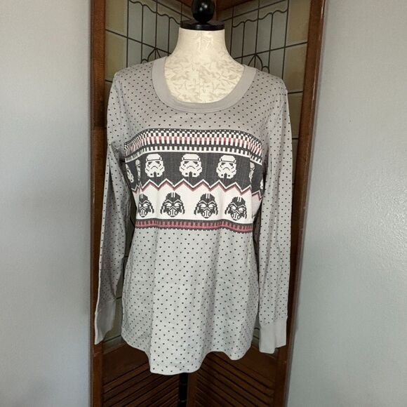 Hanna Andersson Grey Star Wars Fair Isle Vader Pajama Top Size XL - Picture 1 of 10